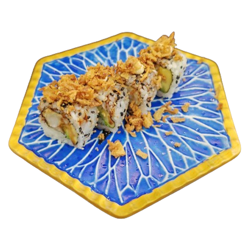 URAMAKI LANGOSTINO(CEBOLLA FRITA)4u