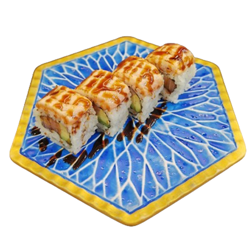 URAMAKI SALMON CUBIERTO (SALMON FLAMEADO) 8u